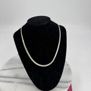 Vintage 925 Sterling silver flat box chain with star engraving necklace